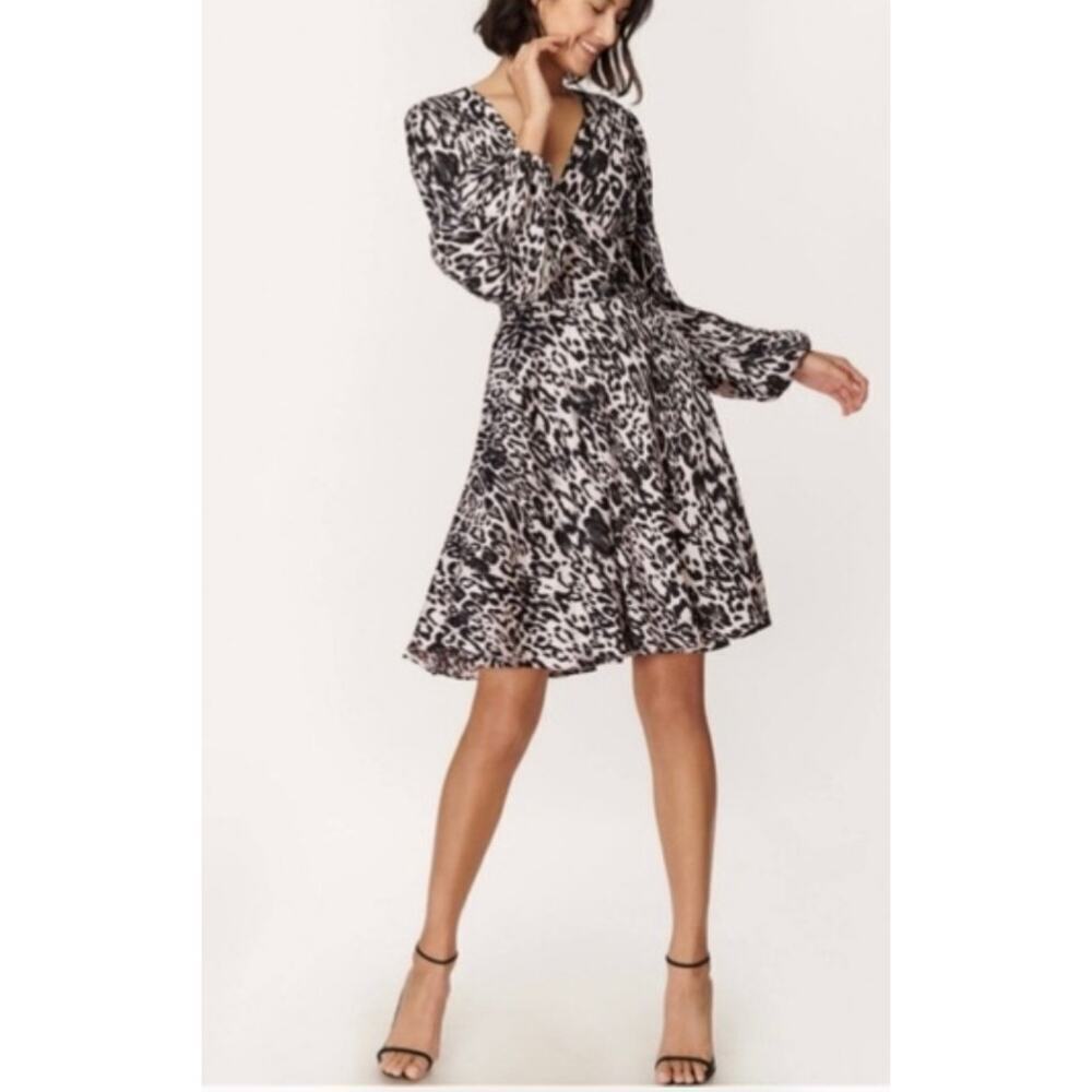 MILLY Animal Print Wrap Dress Leopard Print Gina Dress Size:‎ Large